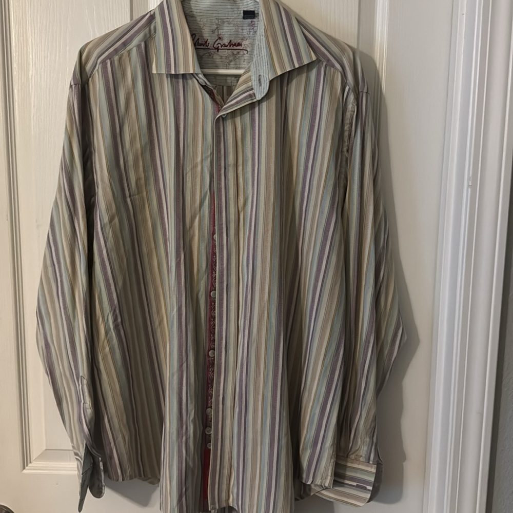 Robert Graham Multicolor Striped Shirt #17 - Picture 3 of 6